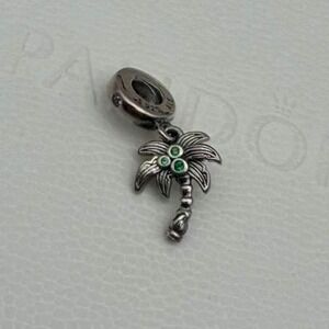 Pandora Palm Tree & Coconut Dangle Charm – S925 Sterling Silver – Brand New
